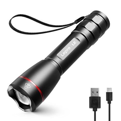 Lepro LED Torch Rechargeable, 15000 Lux Super Bright Adjustable F...