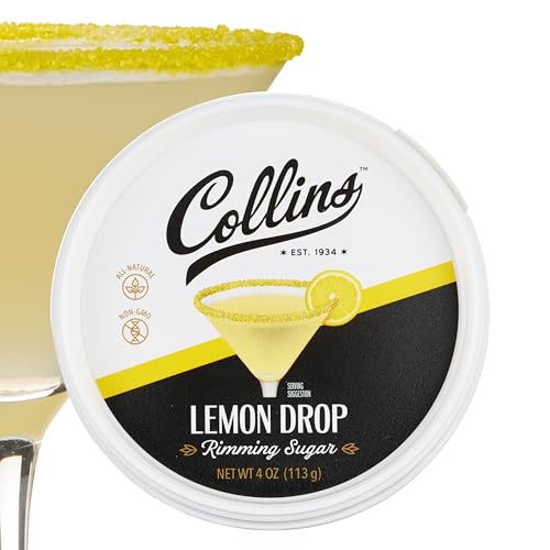 Collins Lemon Drop Cocktail Sugar Enhance Lemon Drops Sidecars Spritzes Citrus Cocktails Glass Rimming Sugar for Drinks 4oz