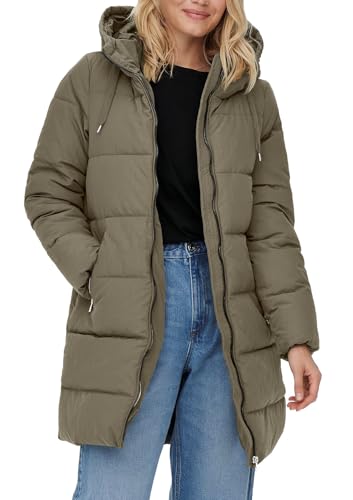 ONLY Damen Steppmantel ONLDolly Winterparka mit Kapuze 15205369 Stone Gray L