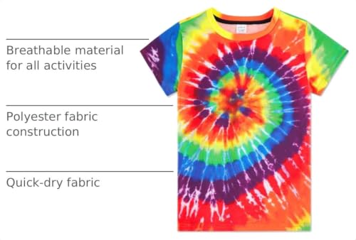 Image of Boys Tie Dye Shirt Kids Rainbow Shirts Size 4-16