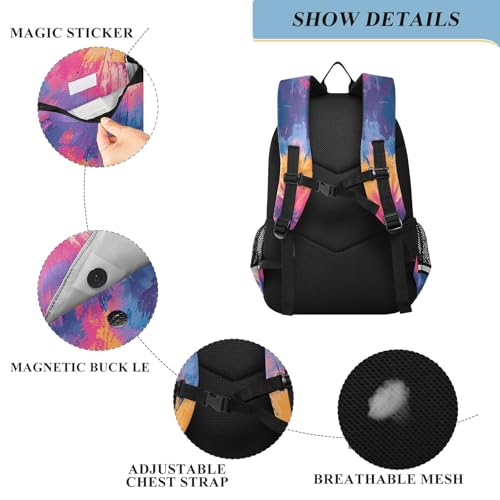 senya Flower Tie-dye Backpack Water-Resistant Bag Lightweight Bookbags with Reflective Strip2