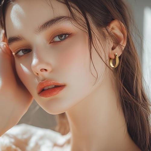 SPOINT Gold Hoop Earrings for Women 14K Gold Earrings for Women Hoop Earring for Womens Hoops Hypoallergenic Twisted Irregular-Shaped Design Hoops Earring for Womens 25mm4