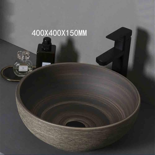 Vasque pour salle de bain intérieure et extérieure ronde en céramique