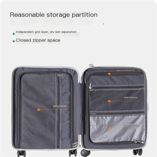 PANKERS Suitcase Fashionable Zipper Suitcase For Men, 20-inch High-end Multi-function Double-row Spinner Suitcase For Women Suitcases2