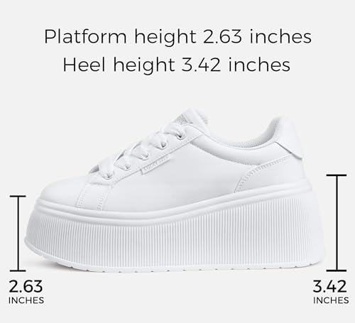 LUCKY STEP Women's Platform Fashion Sneakers Classic Wedge Canvas Casual Low Top Retro Walking Shoes3