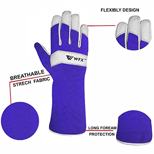 WFX Long Gardening Gloves Leather Ladies Men Women Durable Goatskin Garden Gloves Forearm Protection Thorn Proof Gardener Work Spandex Sleeves Rose Pruning Gift (Medium - Image 3