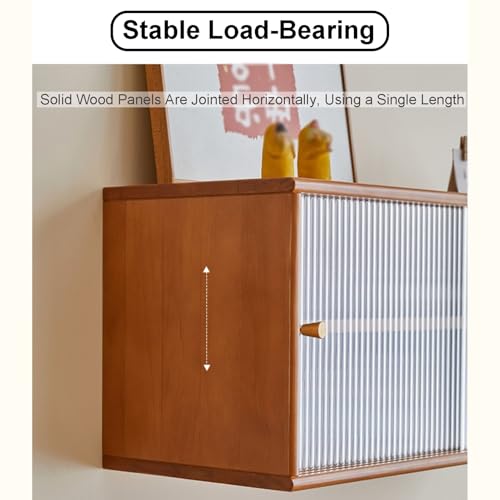 Regulowane półki, szafki kuchenne z drzwiami ze szkła hartowanego, wolnostojąca szafka do przechowywania, do jadalni, gabinetu, salonu, wiśnia, B, 80 x 35 x 30 cm