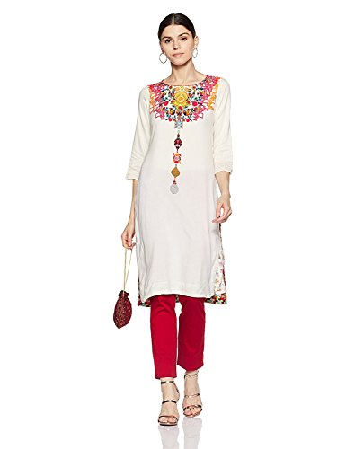 Indian Handicrfats Export Rangriti Women's Straight Kurta (Size:- XXL) Khaki