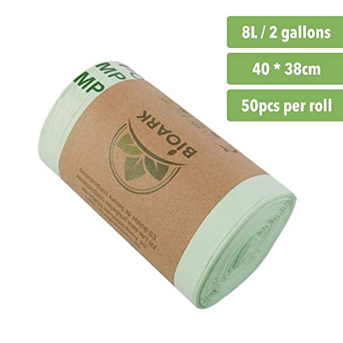 mysticall Green 100 Recyclable Compostable Reusable Biodegradable Bags Grocery Shopping Bags, Durable, Leak-proof Tear-resistant, 1.6-7.9 Gallons, 25-50pcs/Rolls