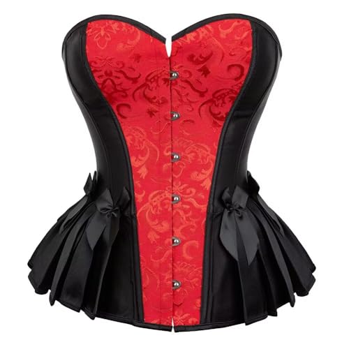 Jutrisujo Corset Top Women Outfit Lingerie Lace up Plus Size Gothic Ladies Basques Halloween Red 2XL