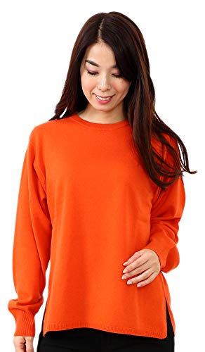 ゴビ カシミヤ１００％ クルーネック セーターオレンジ
