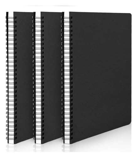 Carnet de notes ligné B5 à spirale couverture rigide noire pour le bureau