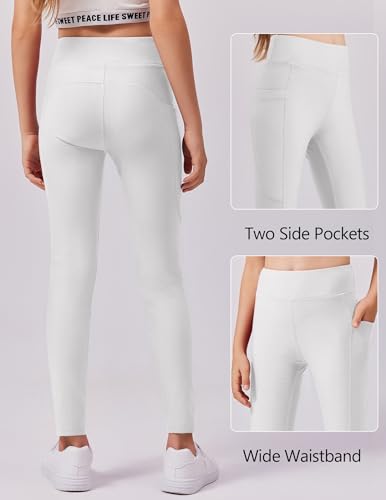 Zaclotre Girls Fleece Lined Leggings Warm Winter Running Tights for Kids High Waist Athletic Yoga Pants with Pockets3