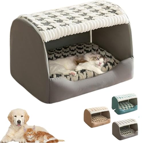 RIXANT Doggocomfy Acogedora Casa for Perros, Casa for Perros Cálida Y Plegable, Casa Portátil con Cueva Acogedora, Adecuada for Perros Pequeños, Medianos Y Grandes(Gray,L)