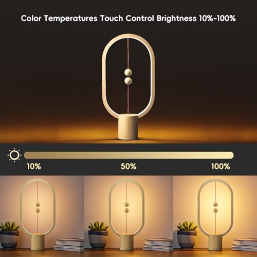 Xhope4u Table Lamp for Bedroom - Balance Lamp,Bedside Lamp with Touch Dimmer,Nightstand Lamp,3 Level Brightness Rechargered Night Light for Home,Office,College Dorm (Wood Color) — view 4