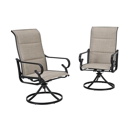 Image of LOKATSE Home High Back Textilene Outdoor Patio Swivel Chair Set of 2, 360 Mesh Rocker, for Backyard, Patio, Lawn, Garden
