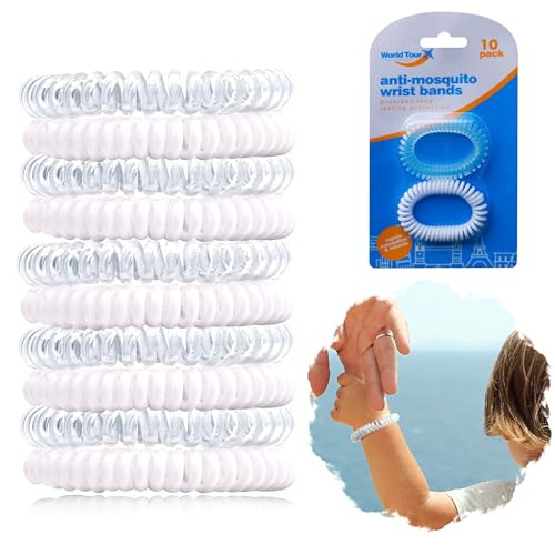 10 pulseras repelentes de mosquitos, sin DEet, impermeables, más de 100 horas de protección, lavables, viajes y uso al aire libre para adultos y niños