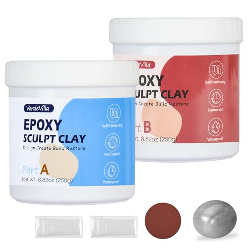 Epoxy Putty Sculpt Clay, 2 Part (A & B) High Adhesive Modeling Compound for Sculpting Modeling Building Repairing Self-Hardening Epoxy Clay Sculpt Pool Putty Repairs Metal Wood Tile Ceramics (Natural)