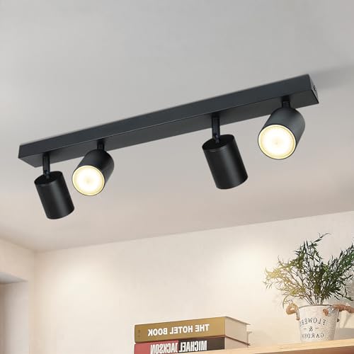 ZMH LED Deckenleuchte Schwarz Deckenstrahler: GU10 Deckenlampe Spots 4...