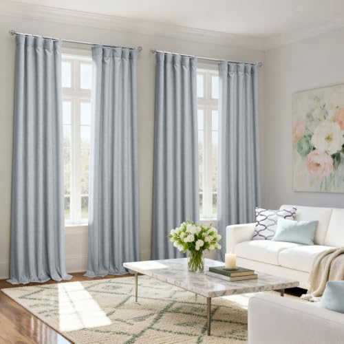 Image of HPD Half Price Drapes - Faux Linen Curtains for Living Room (1 Panel) - 50W X 108L - Textured Room Darkening Curtains for Bedroom 108 Inches Long - Drapes for Home Decor, Heather Grey