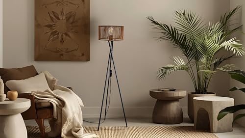 Lámpara de pie trípode estilo boho vintage regulable con bombilla LED 7