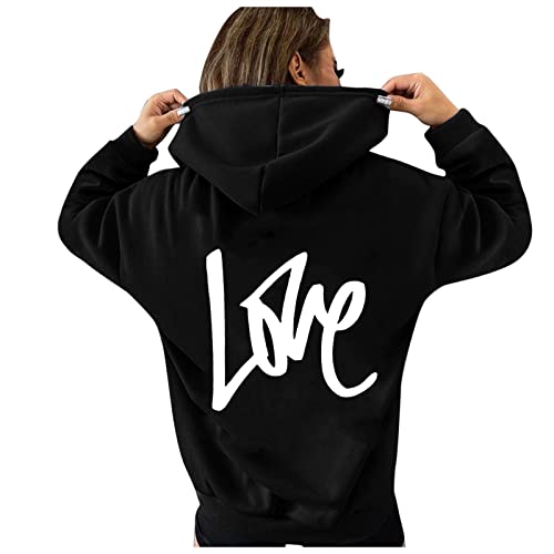 Skang Hoodie Damen Womens Sweatshirts Lose Love Brief Top...