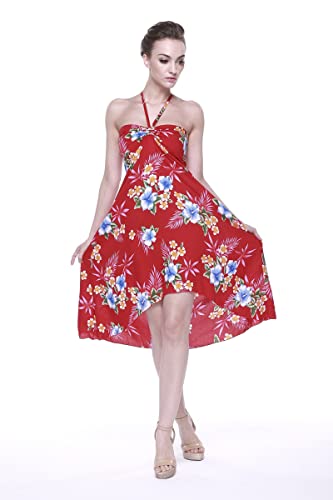 Image of Matchable Family Hawaiian Luau Men Women Girl Boy Clothes in Hibiscus Red