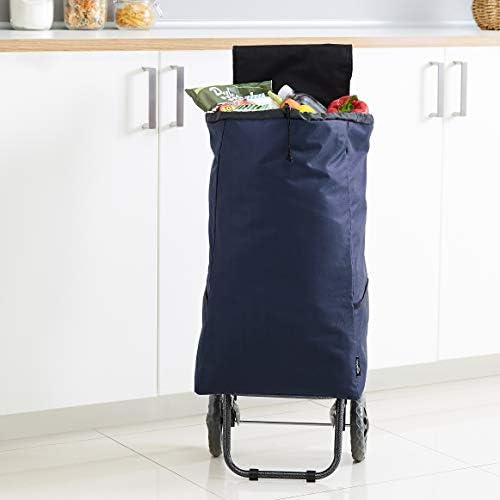 Amazon Basics 2Wheel Shopping Trolley, 40 Litre, Blue Navy