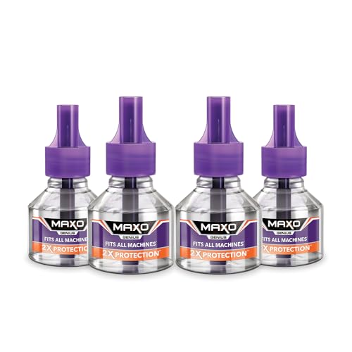 Image of Maxo Genius Liquid Vaporizer Mosquito Repellant Refill 45ml Pack of 4 | Fits all Machines |Maximum protection against Dengue, Malaria causing Mosquitoes - 2X Protection | Calming Aroma