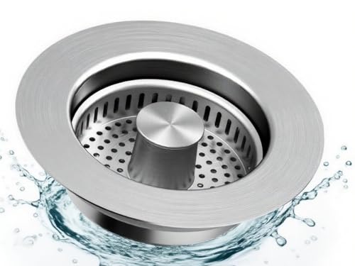 Colador para fregadero de cocina 3 en 1 de acero inoxidable