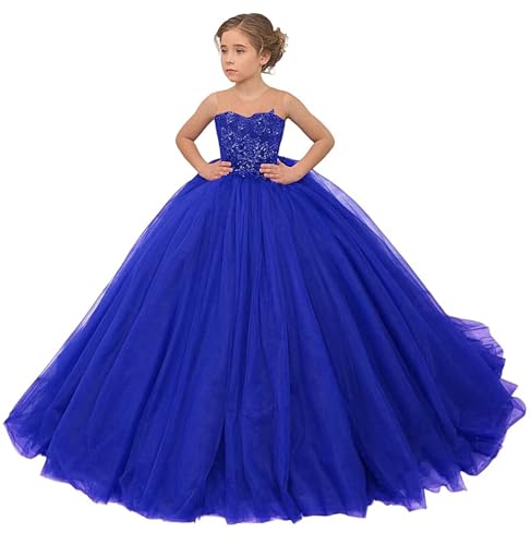 Tulle Flower Girl Dress for Wedding Lace Applique Princess Pageant Dresses Long Girls Party Ball Gown