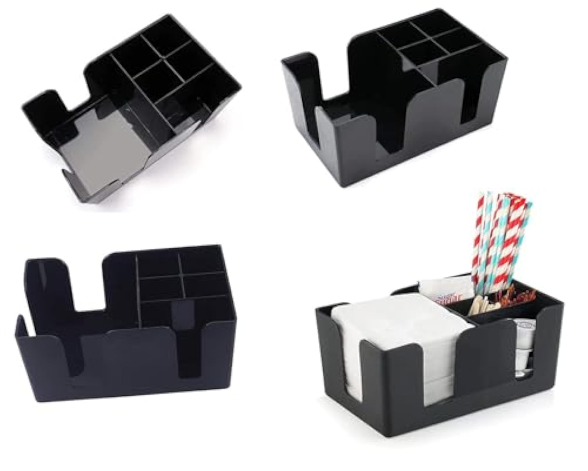 Bar Organizer with 6 Compartments, Black