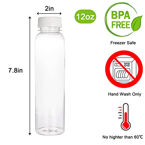 YOUEON 18 Pack 12 Oz Empty Plastic Juice Bottles with Caps, Reusable