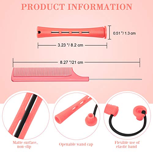 WILLBOND 36 Pieces Cold Wave Rod Hair Perm Rods Hair Rollers Perming Curlers with Steel Rat Tail Comb for Hairdressing Styling