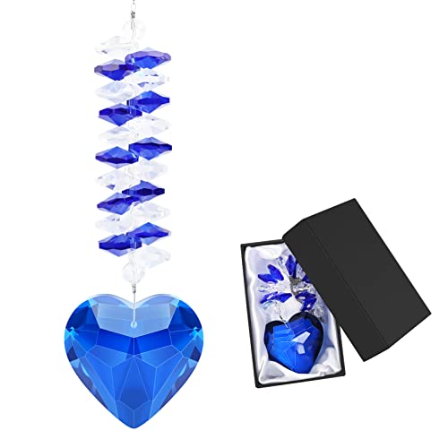 45 mm de cristal transparente con forma de corazón, bola de cristal prisma colgante, cristales colgantes, decoración para ventanas, para Windows jardín o Navidad (azul) Cover