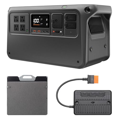 Image of DJI Power 1000 V2 Portable Power Station, Foldable Solar Panel, 1024Wh LFP Battery, 2600W Stable Output, 0-80% in 37 Mins, Enhanced Safety, Ultra-Quiet, Camping, Blackout, RV