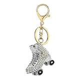Schlittschuhe Strass Schlüsselanhänger, Schuh Gold Funkelnder Charm Schlüsselanhänger Anhänger (Silber), silberfarben, trumpet