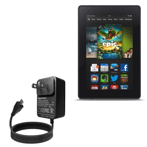 BoxWave Charger Compatible with Kindle Fire HD 7 (2nd Gen 2012) - Wall Charger Direct (15W), Rapid Charge Your Device with Built-in 3ft Cable