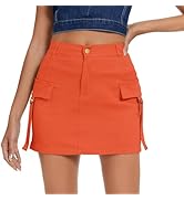 Zando High Waisted Cargo Mini Skirt Y2K Bodycon Denim Mini Skirt Y2K Jean Skirt with Pockets Y2K ...