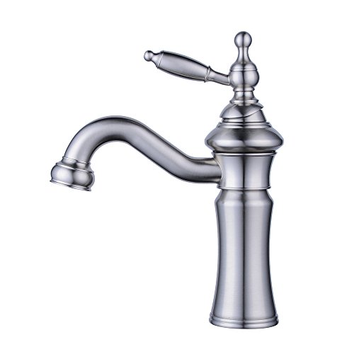 Preisvergleich Produktbild Beelee Gebürstetes Nickel Wasserhahn bad Armatur Waschtischarmatur Waschbeckenarmatur Einhebelmischer Mischbatterie Waschtisch Waschbecken Badarmatur fur badzimmer