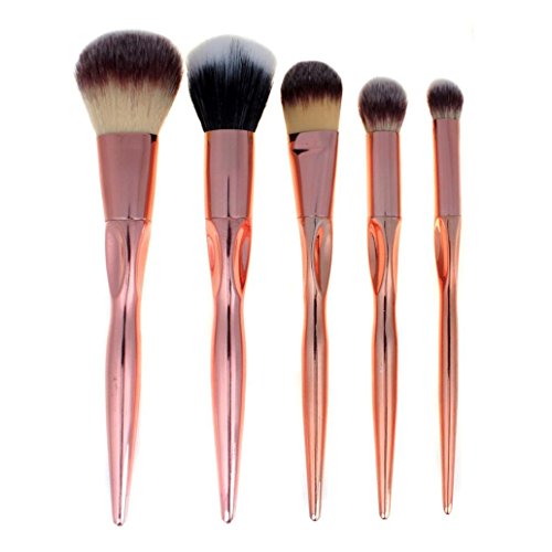 BESSKY 5Pcs/Set Professional Cosmetic Makeup Brush Set (Gold)