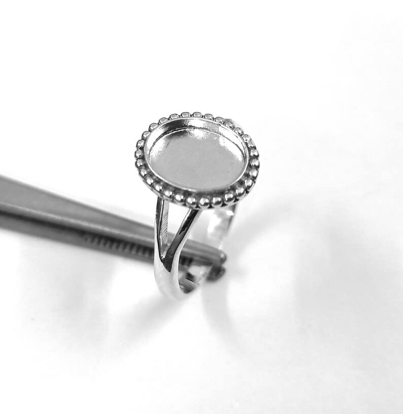 Miniatura 7 de 925 Sterling Silver Traditional Oval Shape Ring Bezel Blank Setting DIY With Split Band, Blank Ring Base, Bezel For Resin And Gemstones Work
