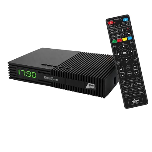 DIGIQUEST Tivùsat Ti9, DVB-S2 Decoder | Selbstinstallation | 2-in-1-Fernbedienung | Tivùsat Smartcard inklusive | HDR | Aufnahmefunktion aktivierbar | SOS-Taste