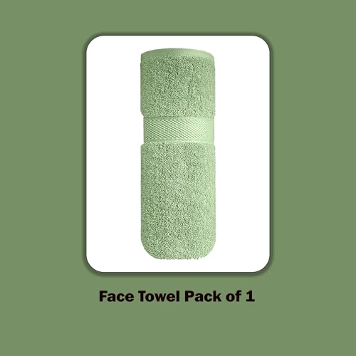 Image of Sulfar Cotton Face Towel 30x30 cm| 480 GSM Terry Ring Spun Soft & Highly Absorbent Hand Towel| Quick Dry Compact for Face, Gym & Travel| 30 x 30 Cm| Nature Green (Pack of 1)