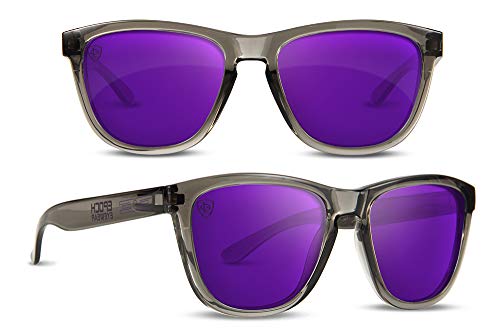 Epoch Eyewear LXE Polarized Sunglasses 2 Pair Clear Frame with Green Mirror Lens & Grey Frame with Purple Mirror Lens3
