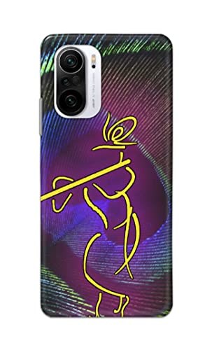 Image of PRINTFIDAA Lord Krishna On Peacock Feather Hard Back Cover for Poco F3 / Mi 11x / Mi 11x Pro Back Cover -(P6) KAT1007