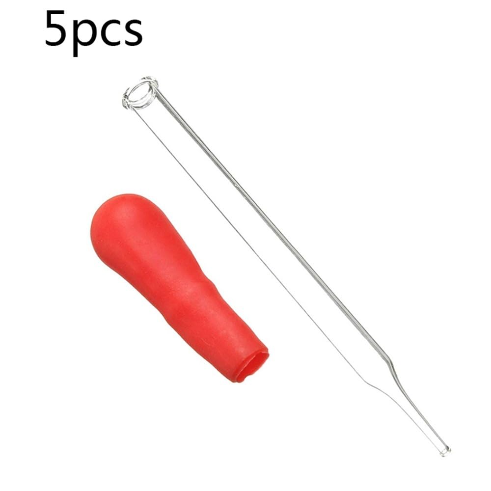 Pipeta de transferencia de vidrio, Pipeta Gotero Vidrio 10ml Cabeza Goma Roja 5 Piezas 120mm