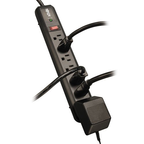 Surge Protector, LED, Black, 7 Outlets, NEMA 5-15R, 15 A, 120 V, NEMA 5-15P, 1.2 m