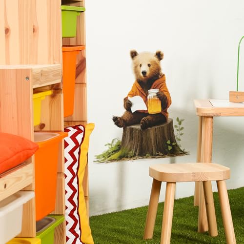 Vinilo decorativo de oso con acuarela, removible e impermeable miniatura 4
