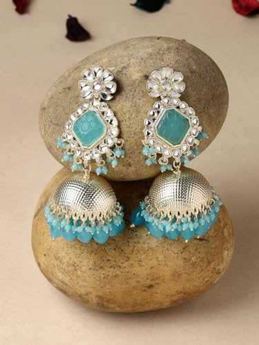 Classical Kundan Studded Jhumka Earrings For Women